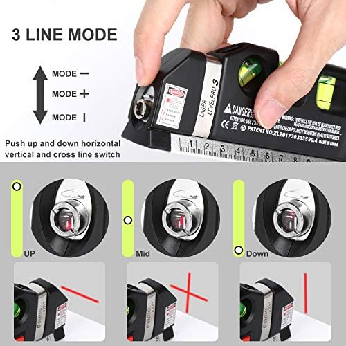 4 in 1 Fixit Laser Level (IMPORTED) Pro 3 4in1 Multi-Purpose Measuring Tool With 8 Feet Tape
