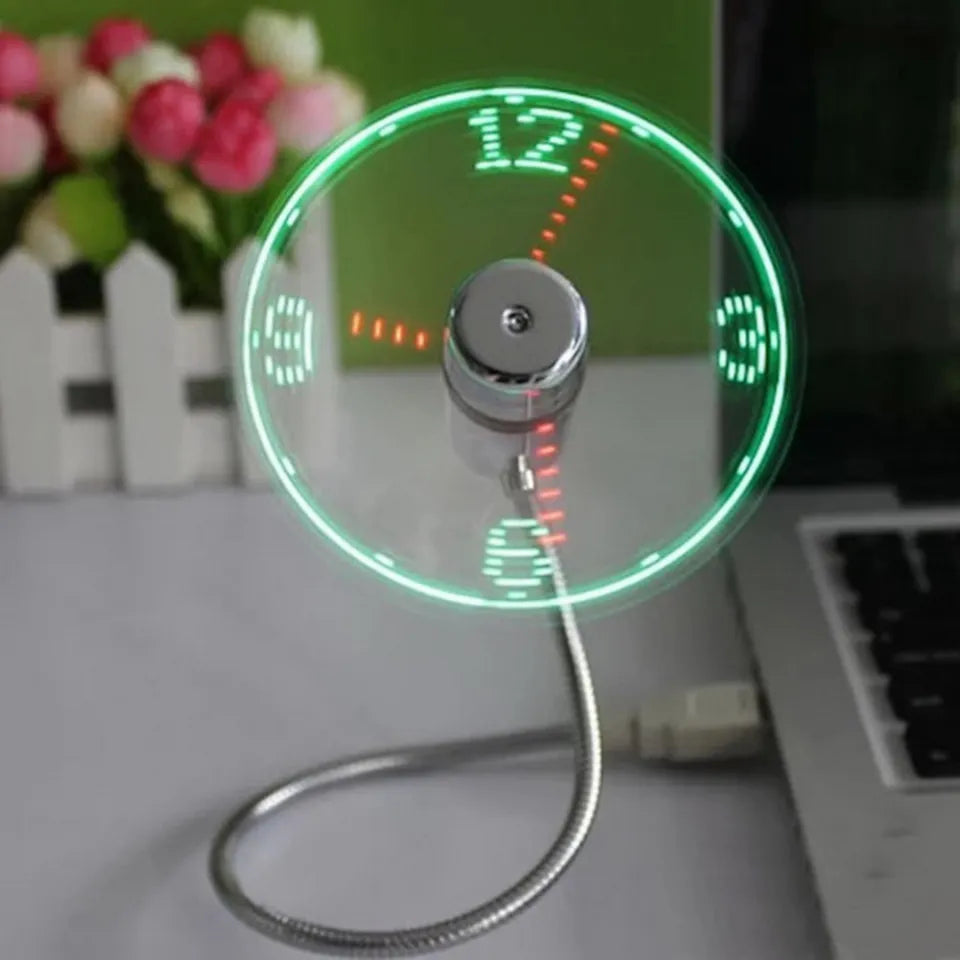 USB Gadget Mini Flexible LED Light USB Fan Time Clock Desktop Clock Cool Gadget